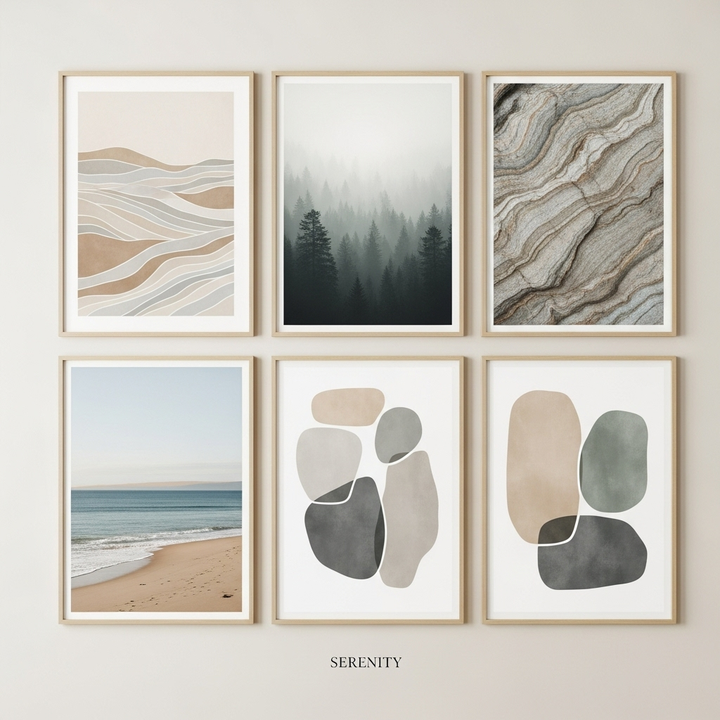 Serenity Wall Art collection in natural tones